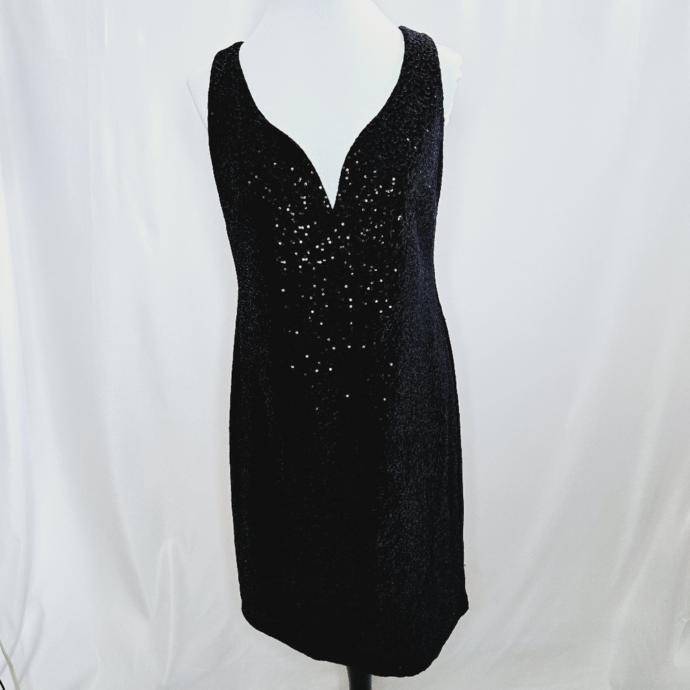 Blu Sage Velvet & Sequin Little Black Dress